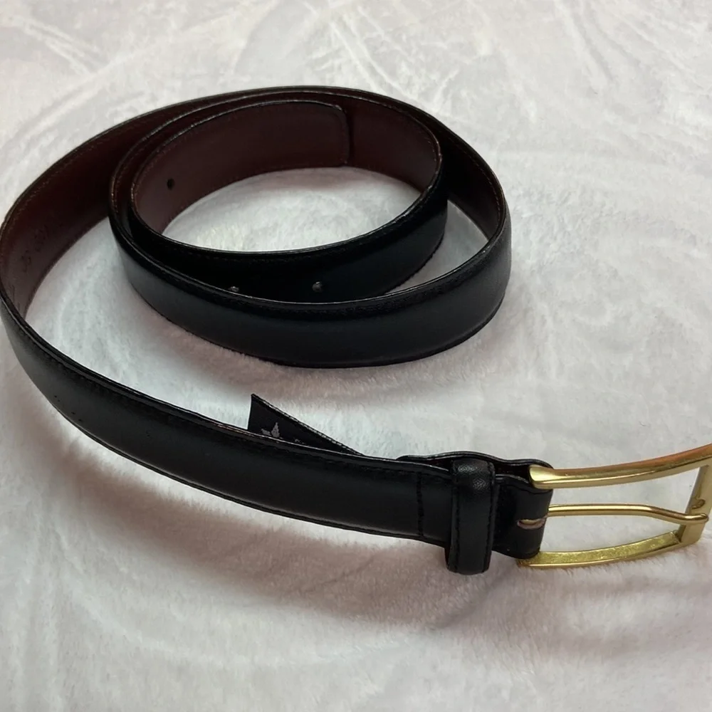 Brighton Black Anilina Blazed Cowhide on Glove Leather Belt Brass Buckle USA